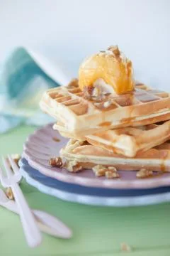 Waffles a la mode Stock Photos