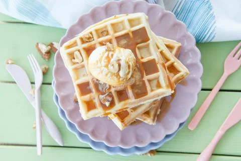 Waffles a la mode Stock Photos