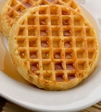 Waffles with  maple syrup Stock Photos