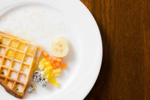 Waffles with maple syrup Stock Photos