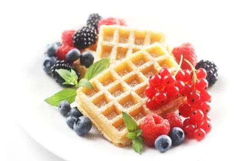 Waffles with Mixed Berries Stock Photos