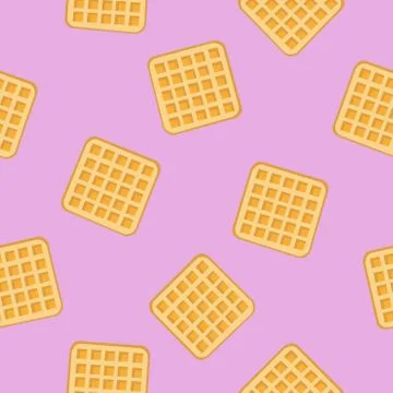 Waffles Pink Seamless Pattern Stock Illustration