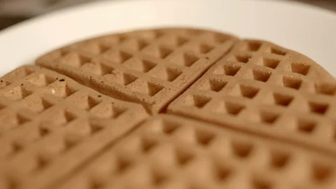 Waffles on a plate close-up in slow motion Stock Footage 122627456