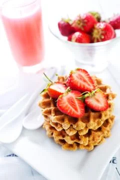 Waffles on plate on a table Stock Photos