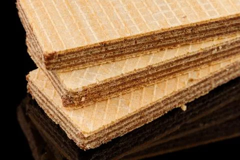 Waffles rectangular with sweet filling close-up Stock Photos