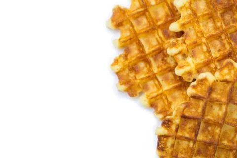Waffles on a white background close up Stock Photos