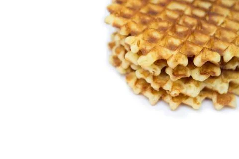 Waffles on a white background close up Stock Photos