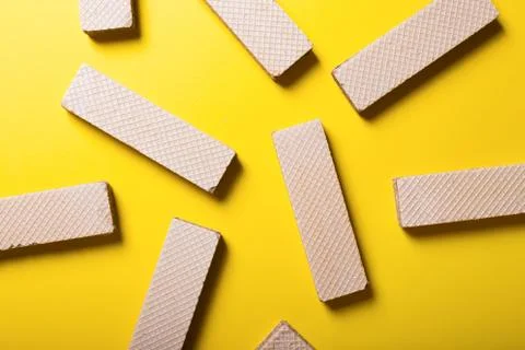 Waffles on a yellow background Stock Photos