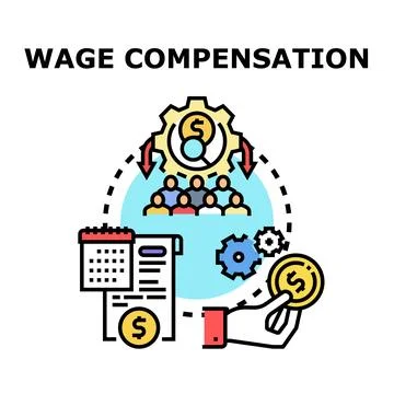 Wage compensation process for employee benefits and work Stock Illustration