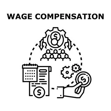 Wage compensation process for employee benefits and work 库存插图