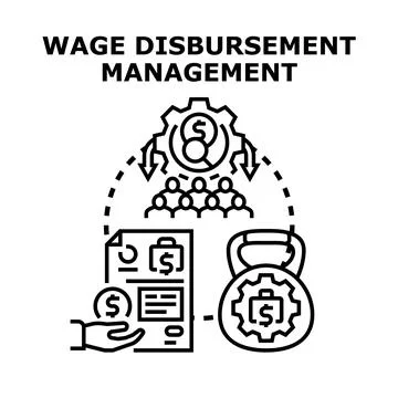 Wage disbursement management system administering payroll and benefits Stock Illustration