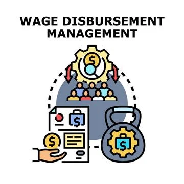 Wage disbursement management system administering payroll and benefits Stock Illustration