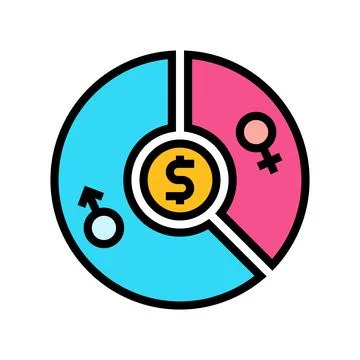 Wage gap color icon vector illustration Stock Illustration