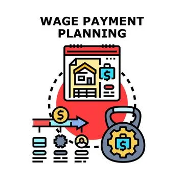 Wage payment planning future financial strategy concept Stock Illustration