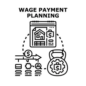 Wage payment planning future financial strategy concept Stock Illustration