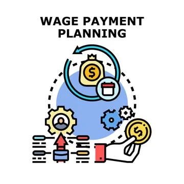 Wage payment planning process budgeting compensation management Stock Illustration