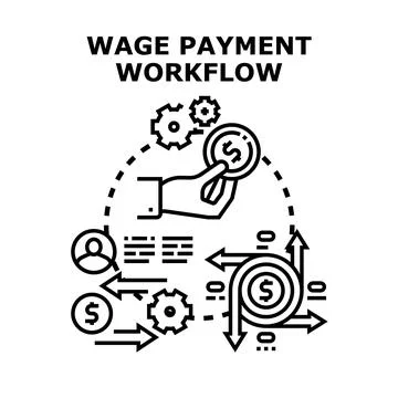 Wage payment workflow process finance salary cycle Stock Illustration