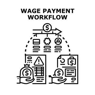 Wage payment workflow processing salary and payroll concept イラスト素材
