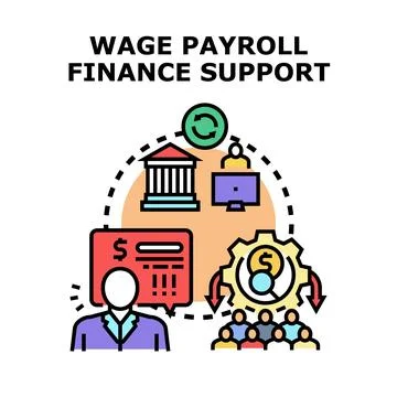 Wage payroll finance support process concept illustration Stock Illustration