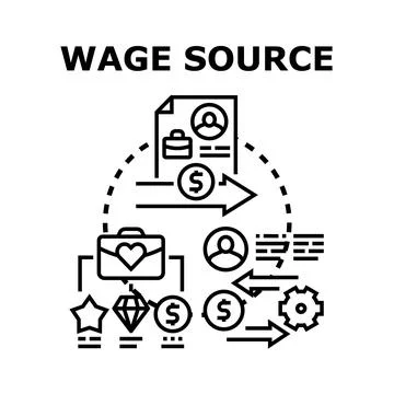 Wage source concept for salary and income flow Stock Illustration
