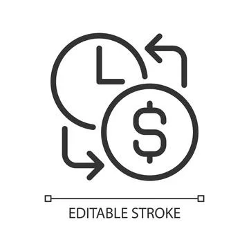 Wages pixel perfect linear icon Stock Illustration