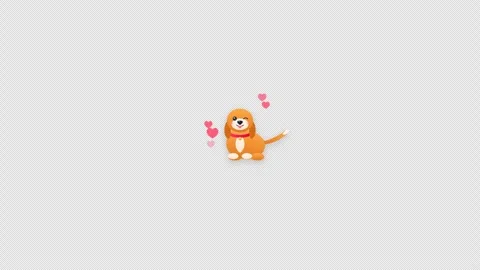Wagging Dog Tail Happy Icon with a bouncing heart and sparkle for 4K Alpha Stock Footage 346357519