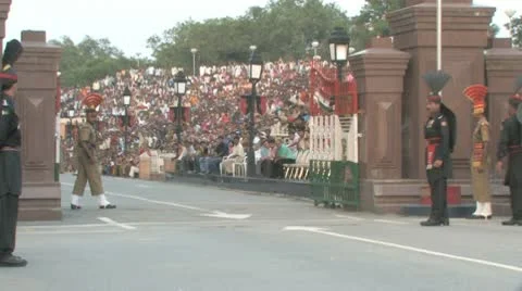 Wagha Border Closing Ceremony Stock Footage 8997552