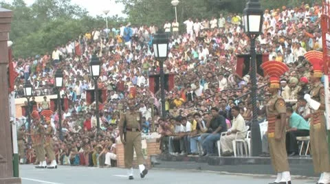 Wagha Border Closing Ceremony Stock Footage 8997634