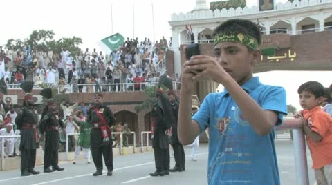 Wagha Border Closing Ceremony Stock Footage 8997650