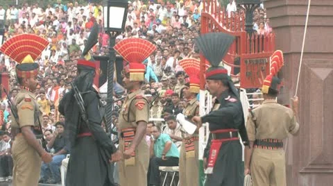 Wagha Border Closing Ceremony Stock Footage 8997716