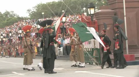 Wagha Border Closing Ceremony Stock Footage 8997745