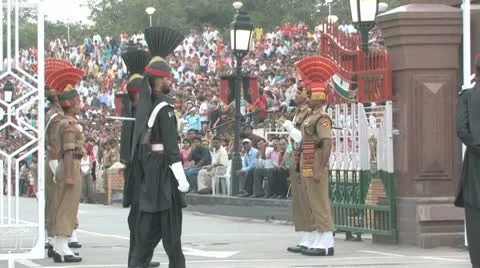 Wagha Border Closing Ceremony Stock Footage 8997780