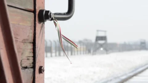 Wagon in a concentration camp Stockbeeldmateriaal 60961033