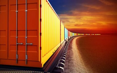 Wagon of freight train with containers Stock Illustration