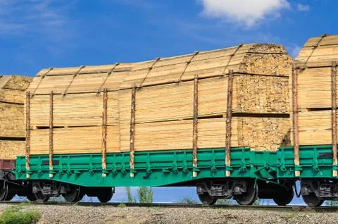 Wagon laden with boards Stock Photos