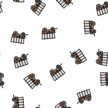 Wagon medieval transport vector seamless pattern Stock Illustration