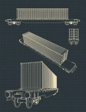 Wagon platform with a Container Stock Illustration