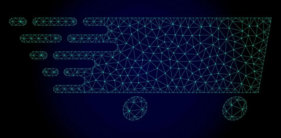 Wagon Polygonal Frame Vector Mesh with Fast Motion Effect Illustrazione stock