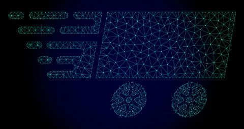 Wagon Polygonal Frame Vector Mesh with Fast Motion Effect Stock Illustration