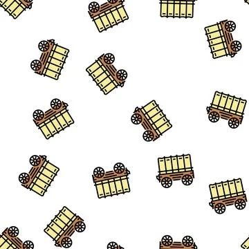 Wagon trailer vector seamless pattern Illustrazione stock