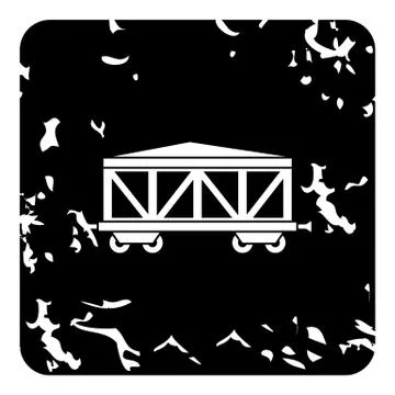 Wagon train icon, grunge style Stock Illustration