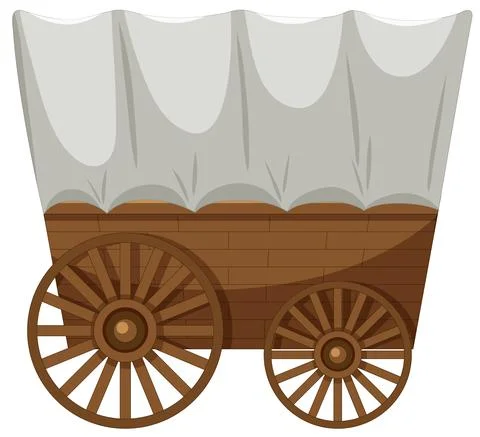 Wagon train on white background Stock Illustration