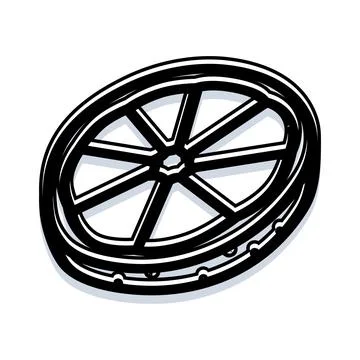 Wagon wheel vector illustration with spokes and hub Ilustración de archivo