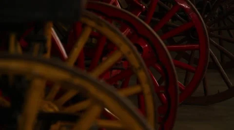Wagon wheels in a row Stock Footage 51534149