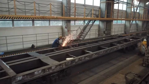 Wagons In Assembly Shop Stock Footage 104657285