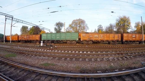 Wagons of a freight train Stock Footage 97990577