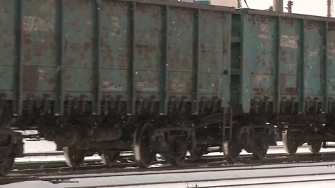 The wagons move on rails Stock Footage 72617931