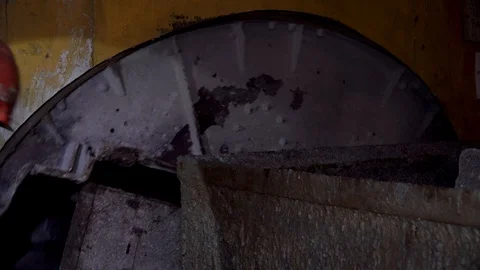 Wagons with ore are turned over in a mine Stock Footage 97160424