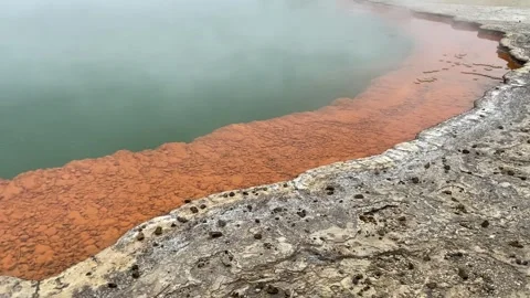 Wai-O-Tapu park's Champagne pool near Rotorua Stock Footage 344123046