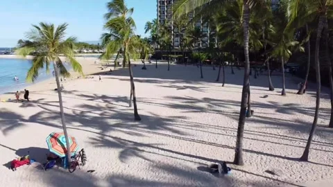 Waikiki Beach drone Video stock 182082853